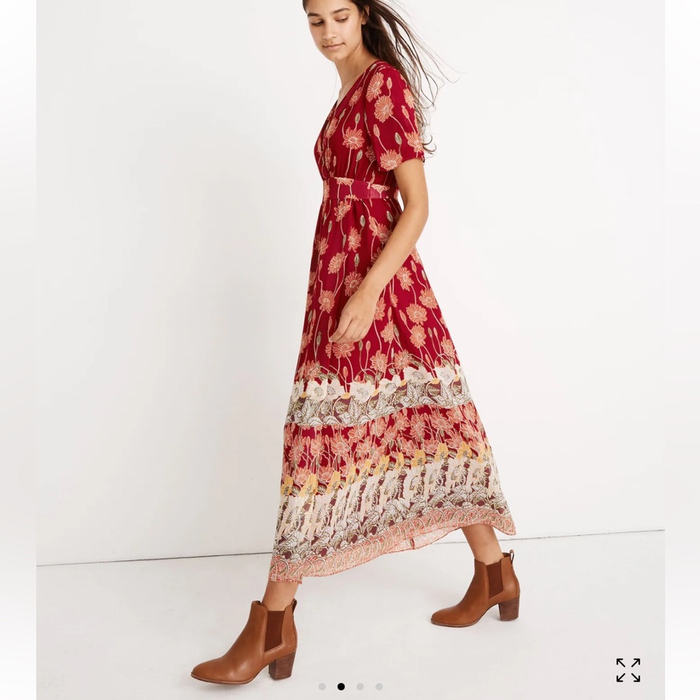 NWT Madewell Tulip Sleeve Maxi Dress In Tall Sunflowers size 6
